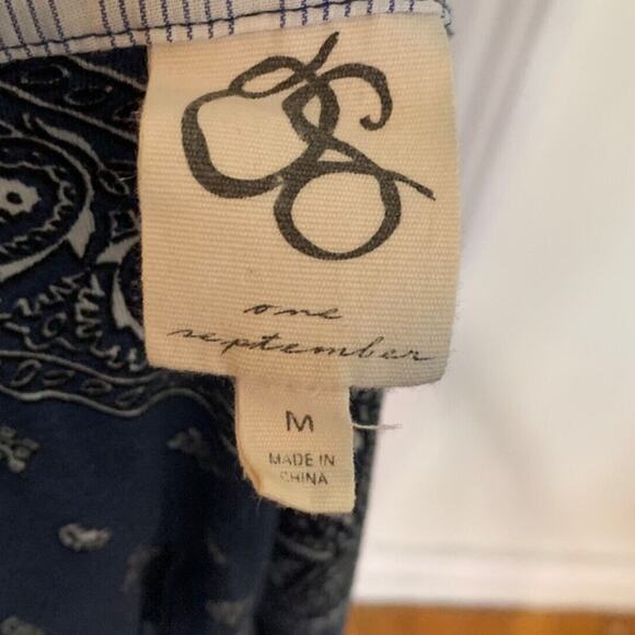 Anthropologie One September Sz M Red & Blue Boho Bandana Tank Blouse Top Shirt M - Picture 5 of 7